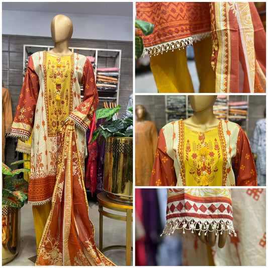 LAWN PRINTED 3 PIECE