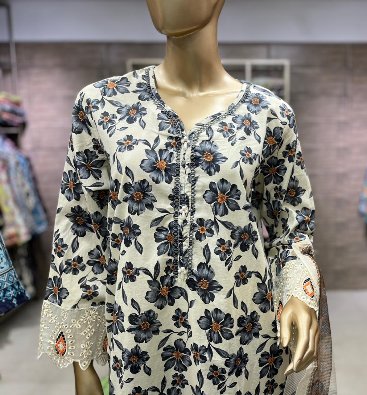 THREE PIECE LAWN EMBROIDERED