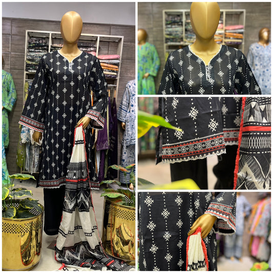 LAWN PRINTED 3 PIECE