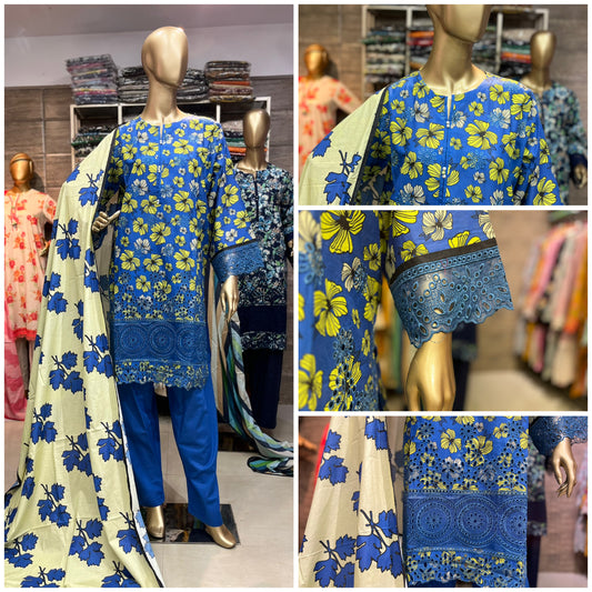 THREE PIECE LAWN EMBROIDERED