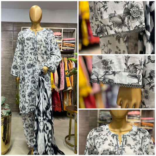 PRINTED DORIA LAWN 3 PIECE