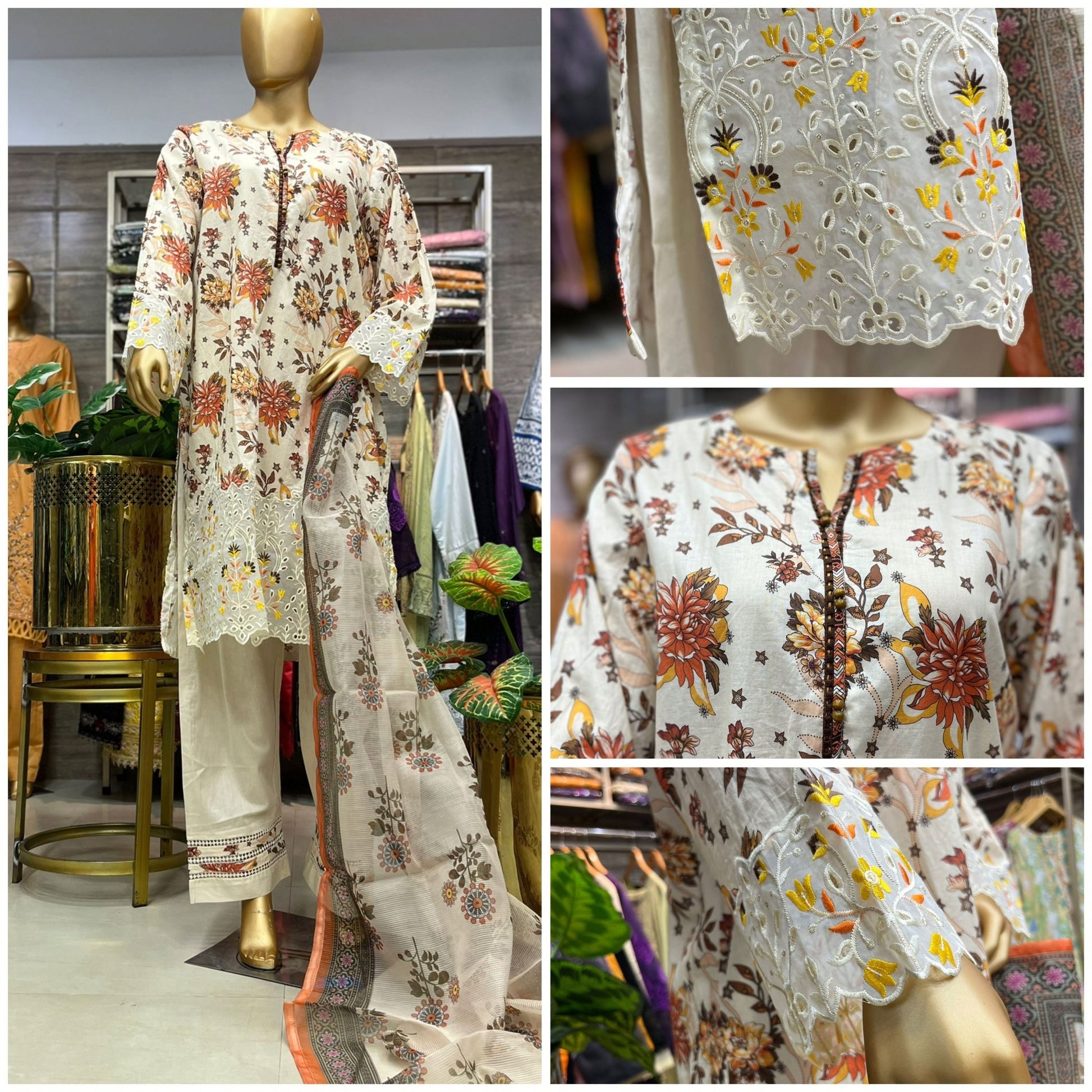 THREE PIECE LAWN EMBROIDERED