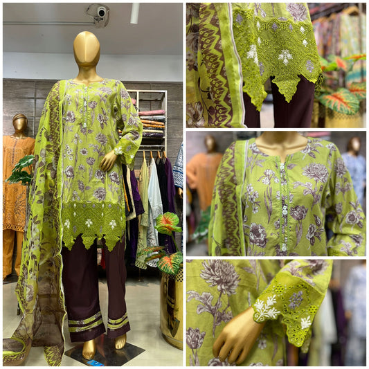THREE PIECE LAWN EMBROIDERED