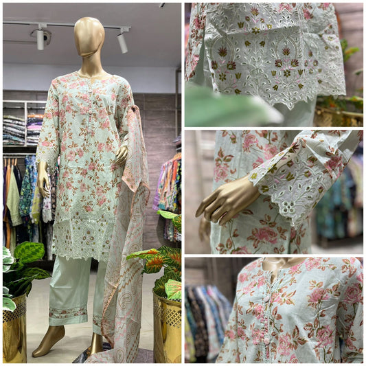THREE PIECE LAWN EMBROIDERED