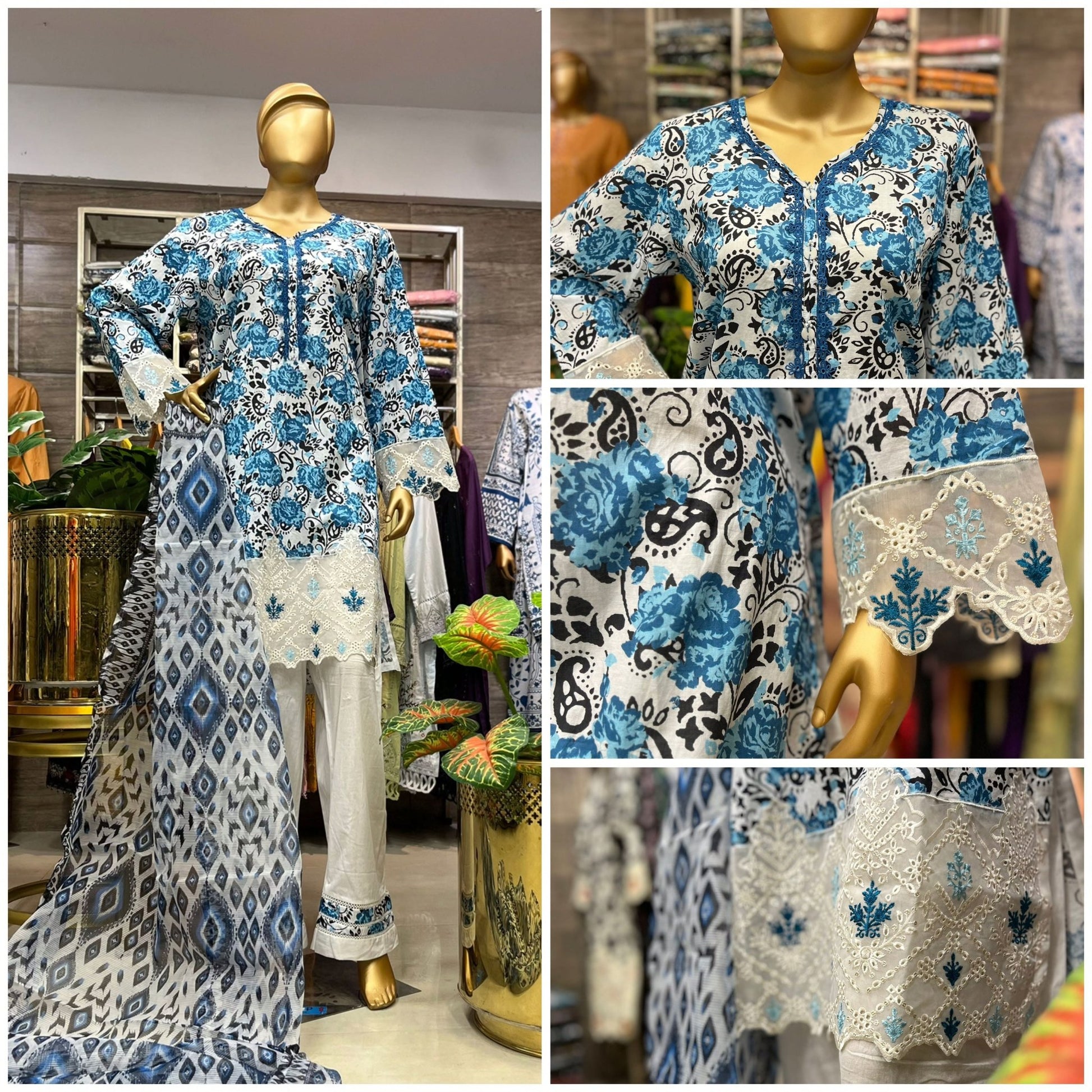 THREE PIECE LAWN EMBROIDERED